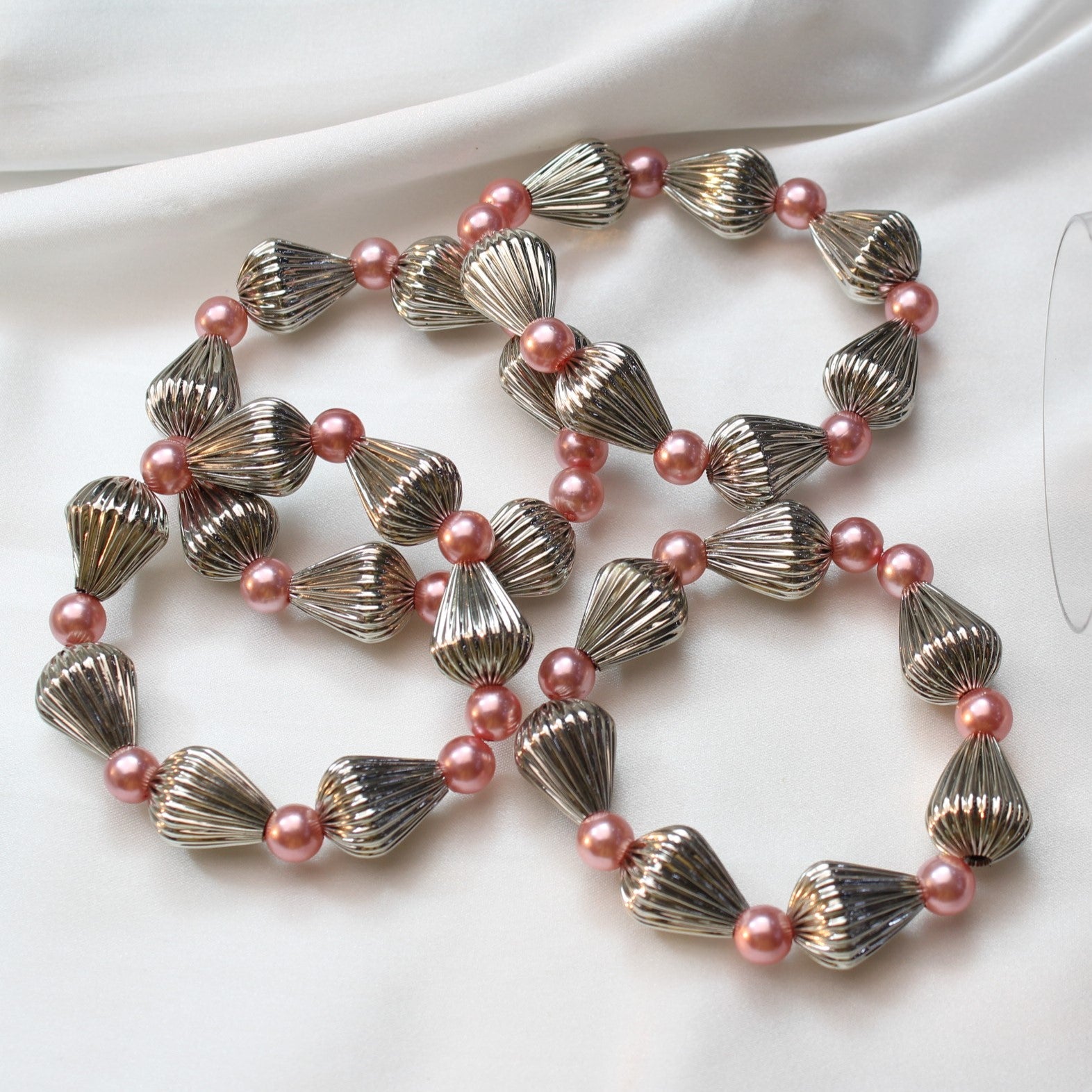 TFC Silver Stack Bracelet With Pink Pearls (Set of 4)