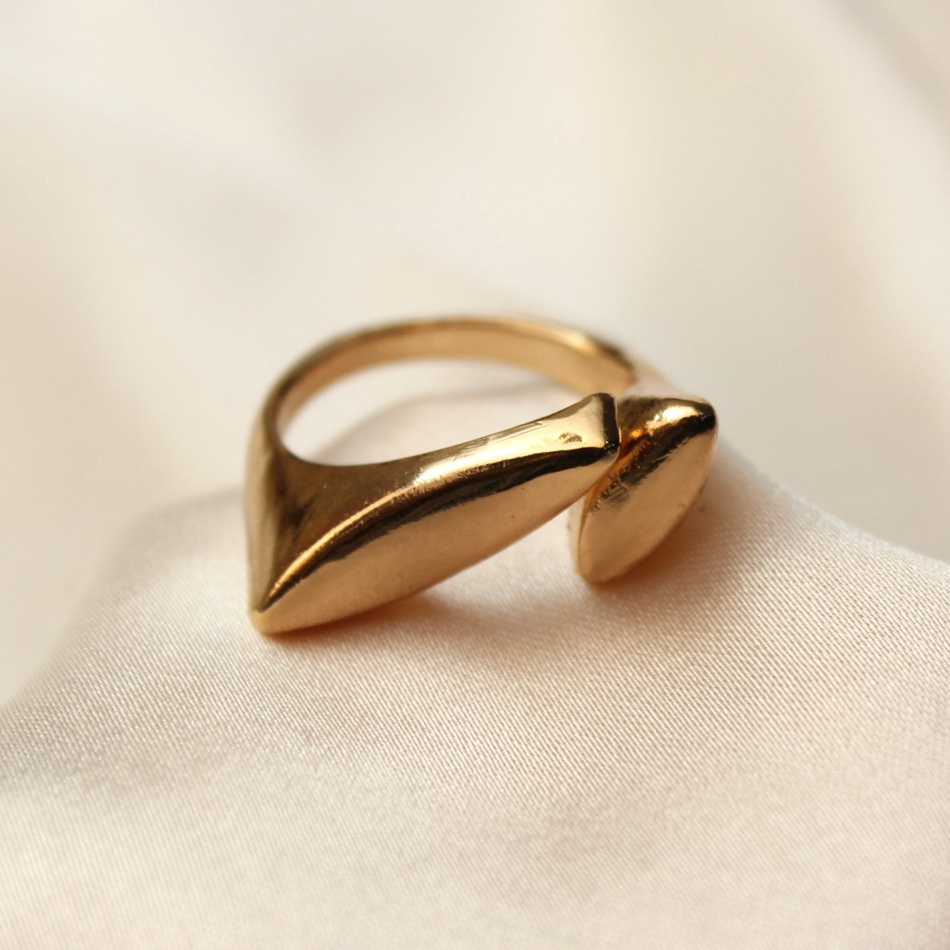 TFC 24K Sleek Edgy Gold Plated Adjustable Ring