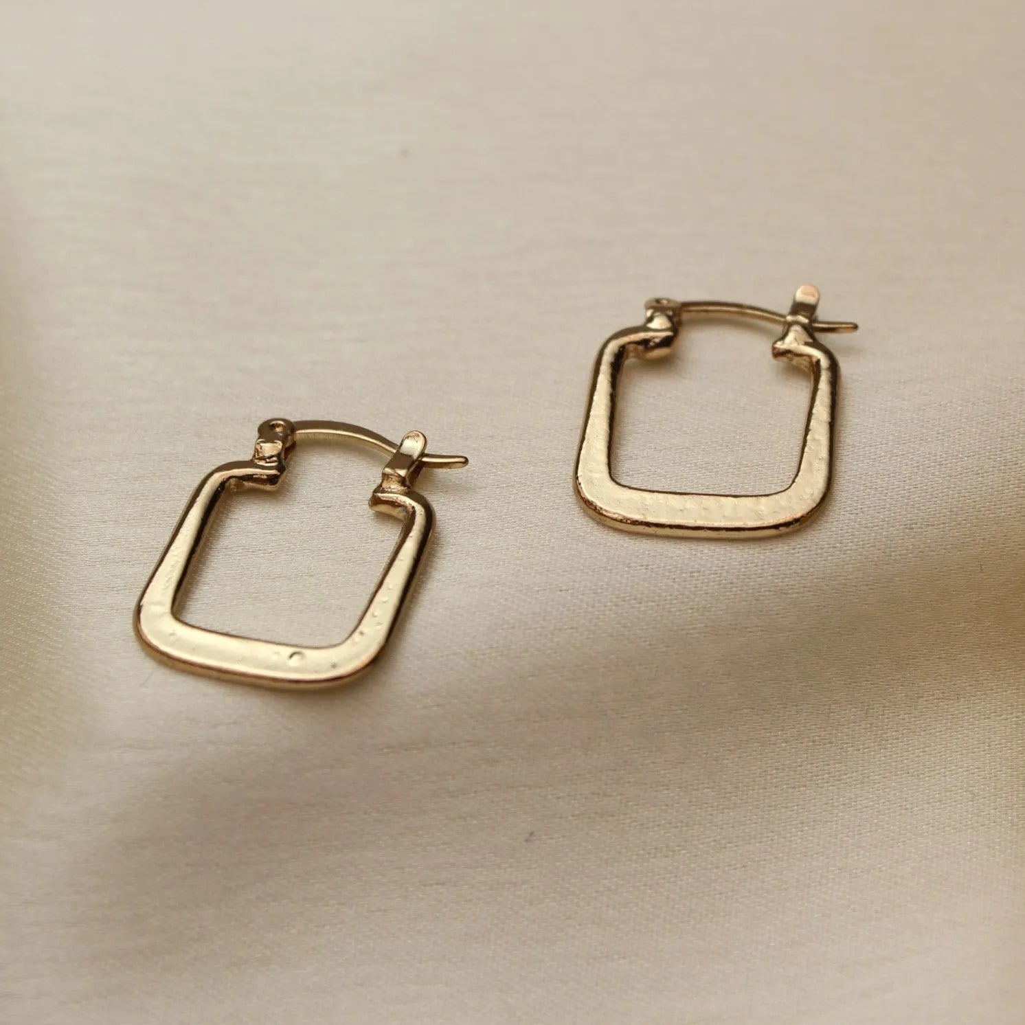 TFC Squared Honey Gold Plated Hoop Earrings