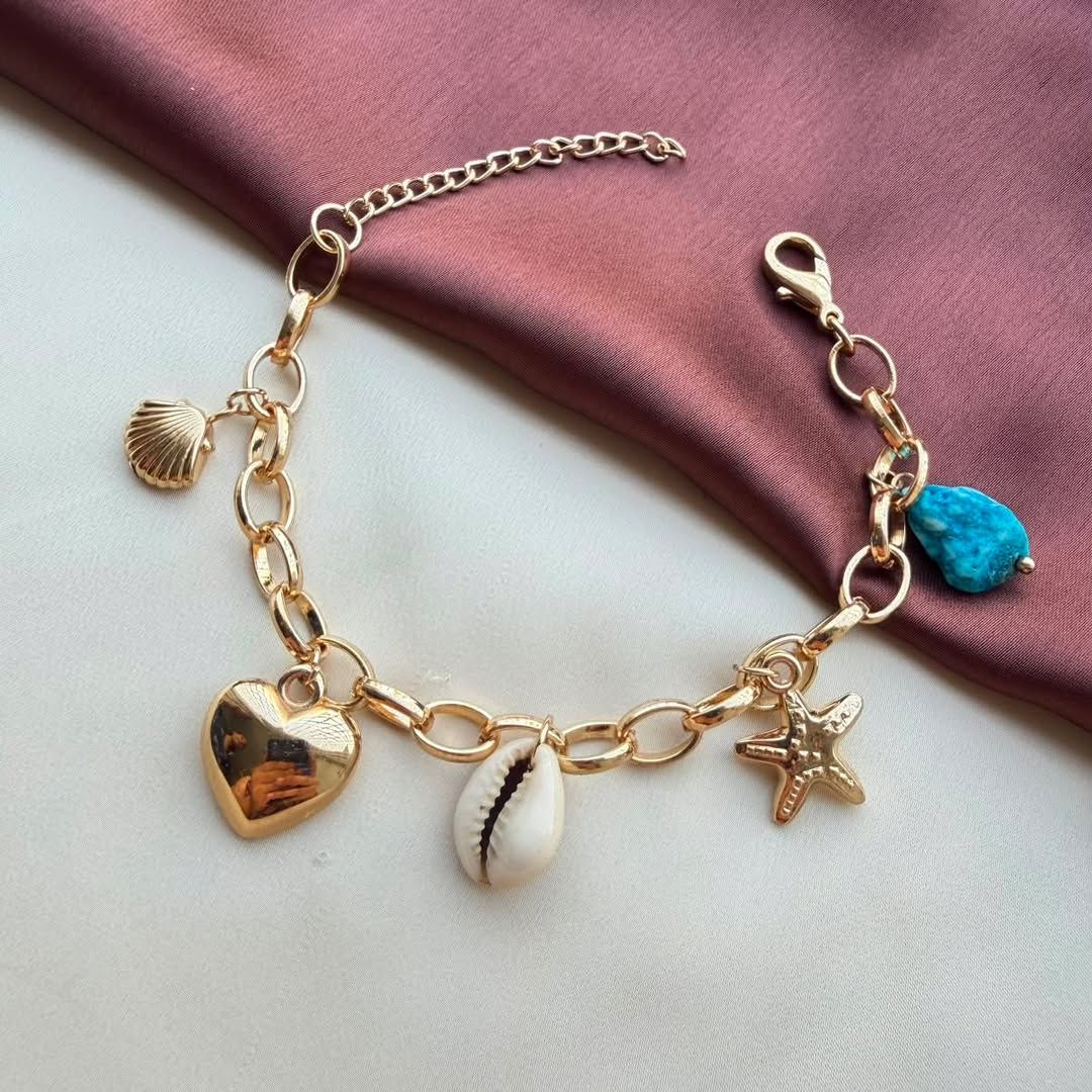 TFC Heart Star Gold Plated Chain Bracelet