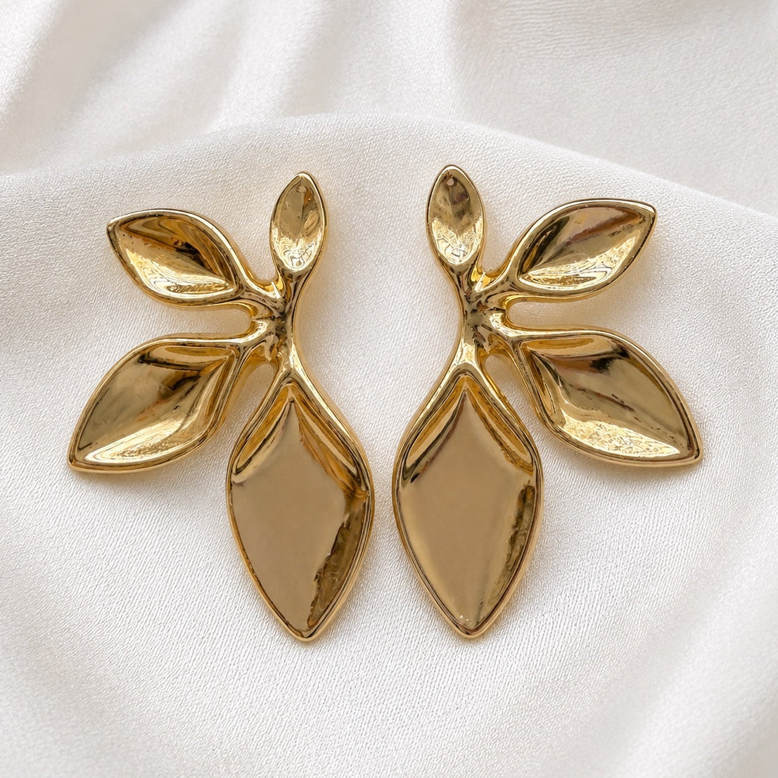 TFC Four Small Petal  Gold Plated Stud Earrings