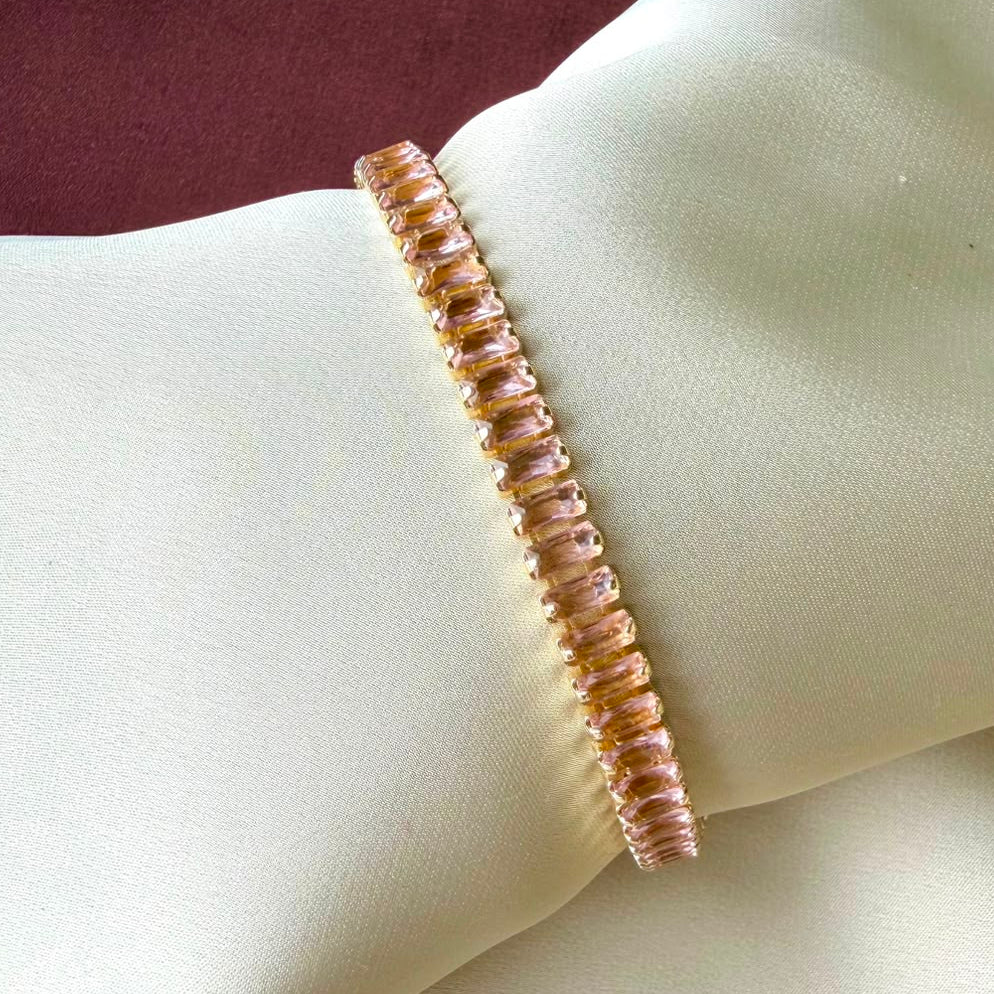 TFC Size 2.2 Gold Plated Pink Pastel Tennis Bracelet