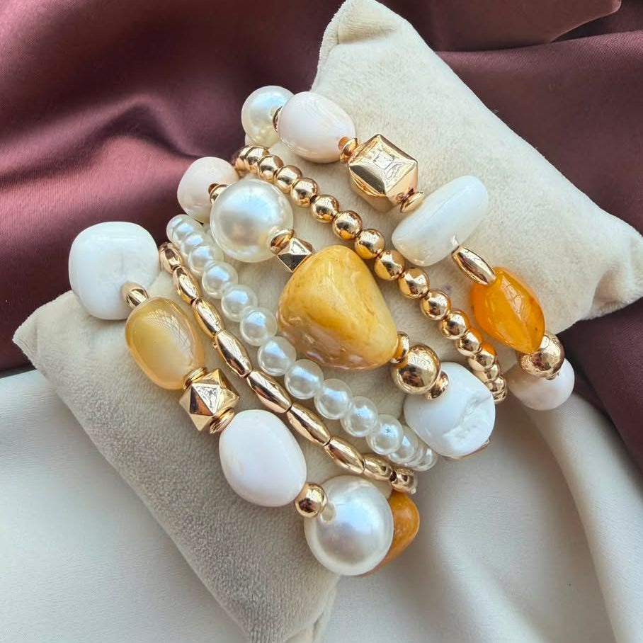 TFC Adjustable Mustard Gold Plated Bracelet (set of 6)