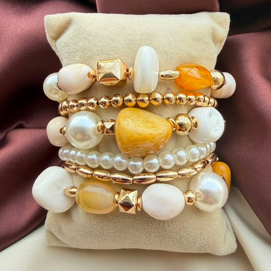 TFC Adjustable Mustard Gold Plated Bracelet (set of 6)