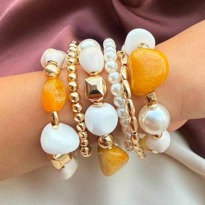 TFC Adjustable Mustard Gold Plated Bracelet (set of 6)