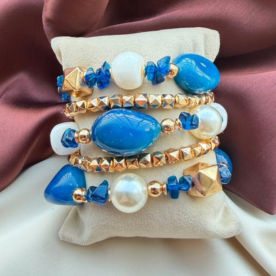 TFC Blues Gold Plated Bracelet (set of 5)