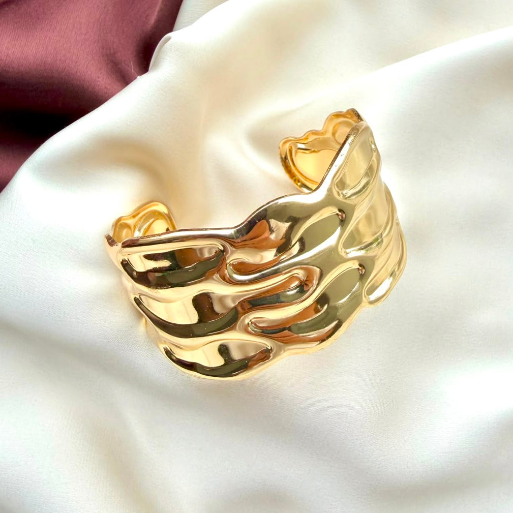 TFC Adjustable Bubble Gold Plated Bracelet Cuff