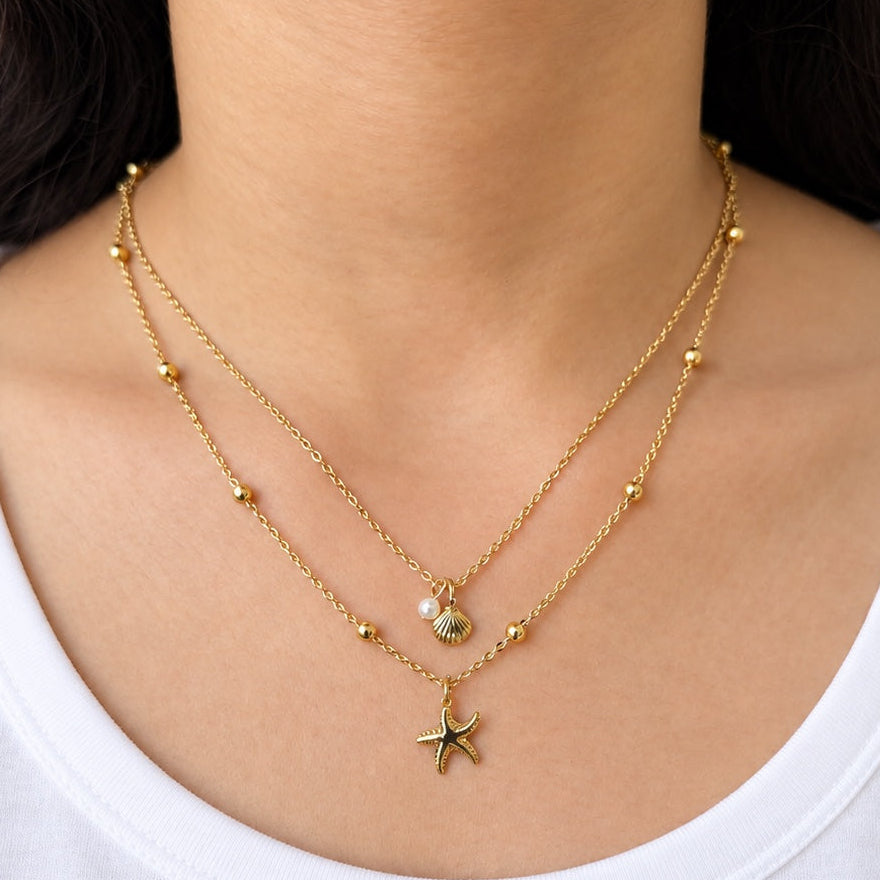 TFC Star Shell Gold Plated Pendant Necklace