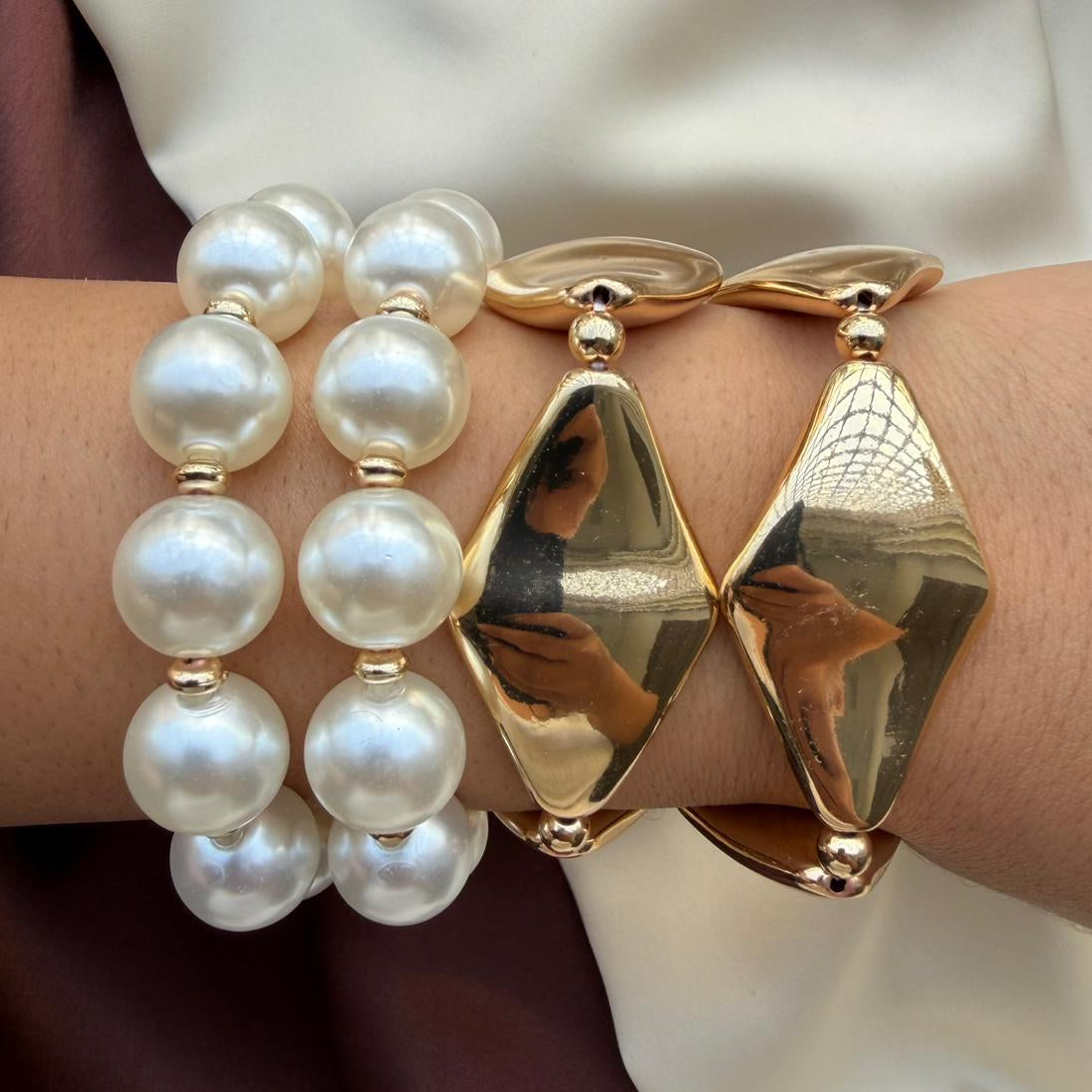 TFC Velvet Pearl Gold Plated Bracelet (set of 4)