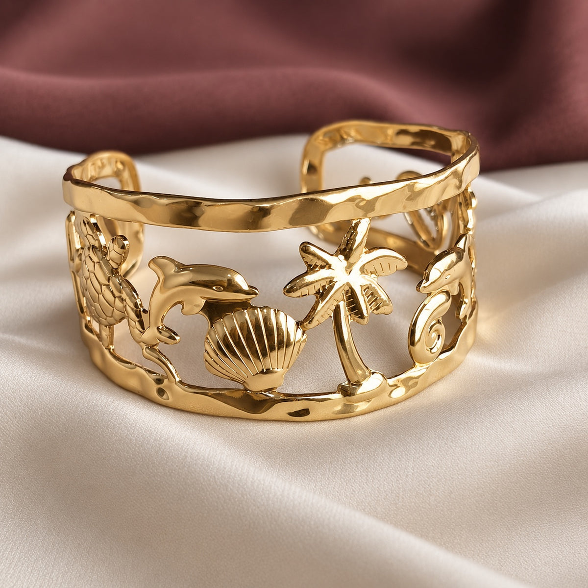 TFC Adjustable Beach Vibe Gold Plated Bracelet Cuff