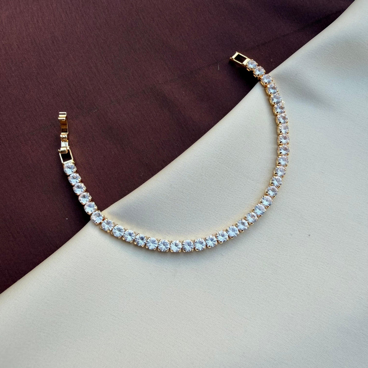 TFC Size 2.6 Square Stone Gold Plated Tennis Bracelet