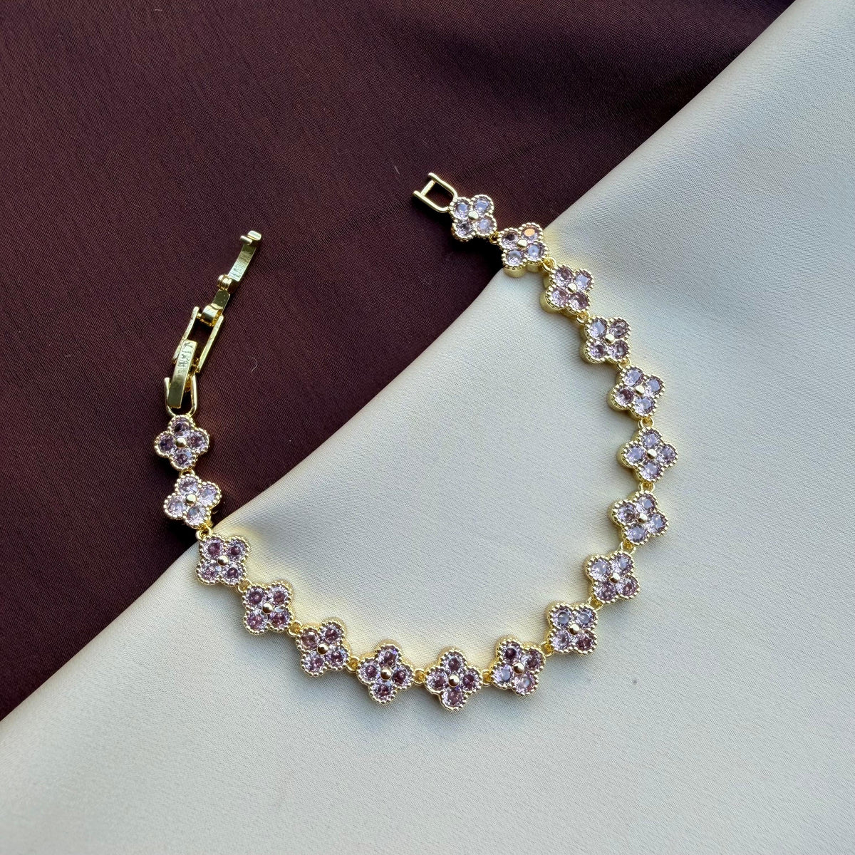 TFC Size 2.6 Pink Flower Gold Plated Bracelet