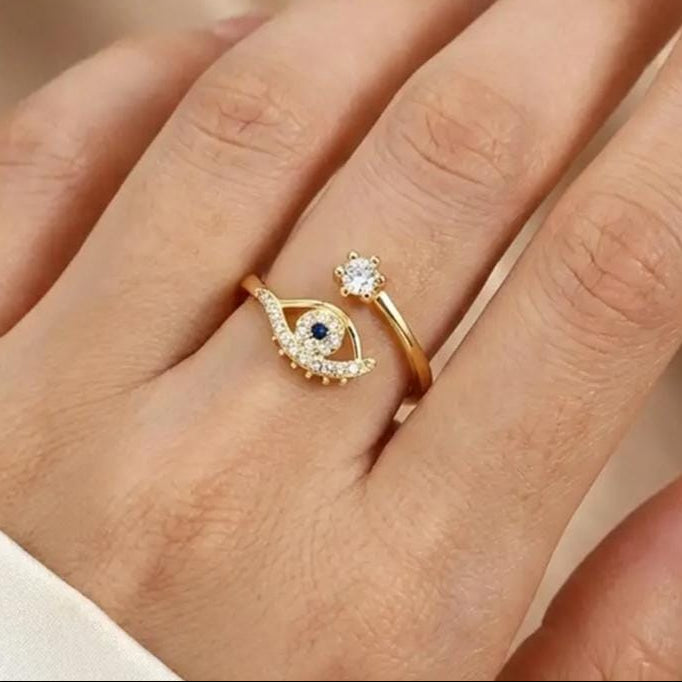 TFC Stone Eye Gold Plated Adjustable Ring