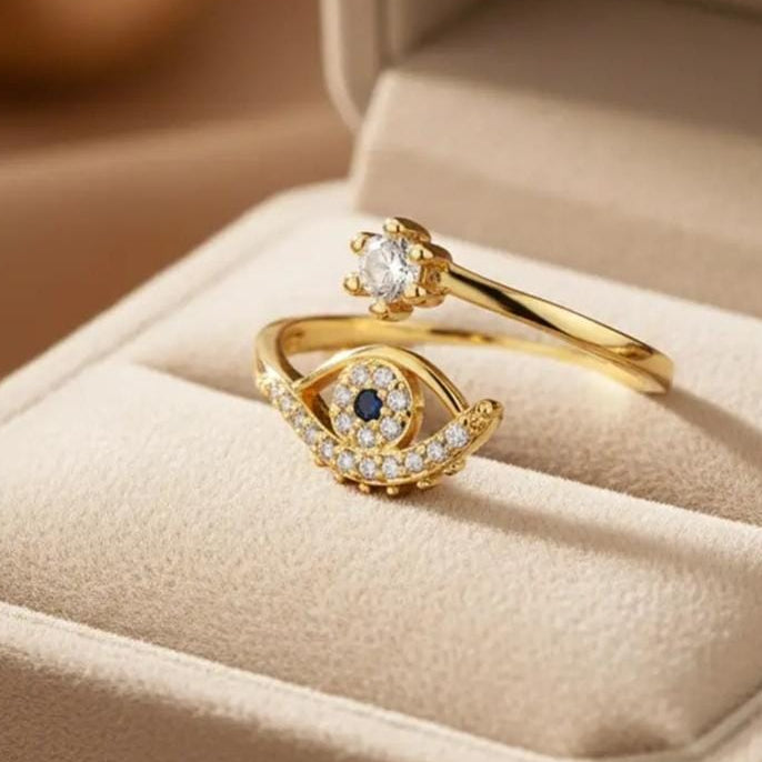 TFC Stone Eye Gold Plated Adjustable Ring