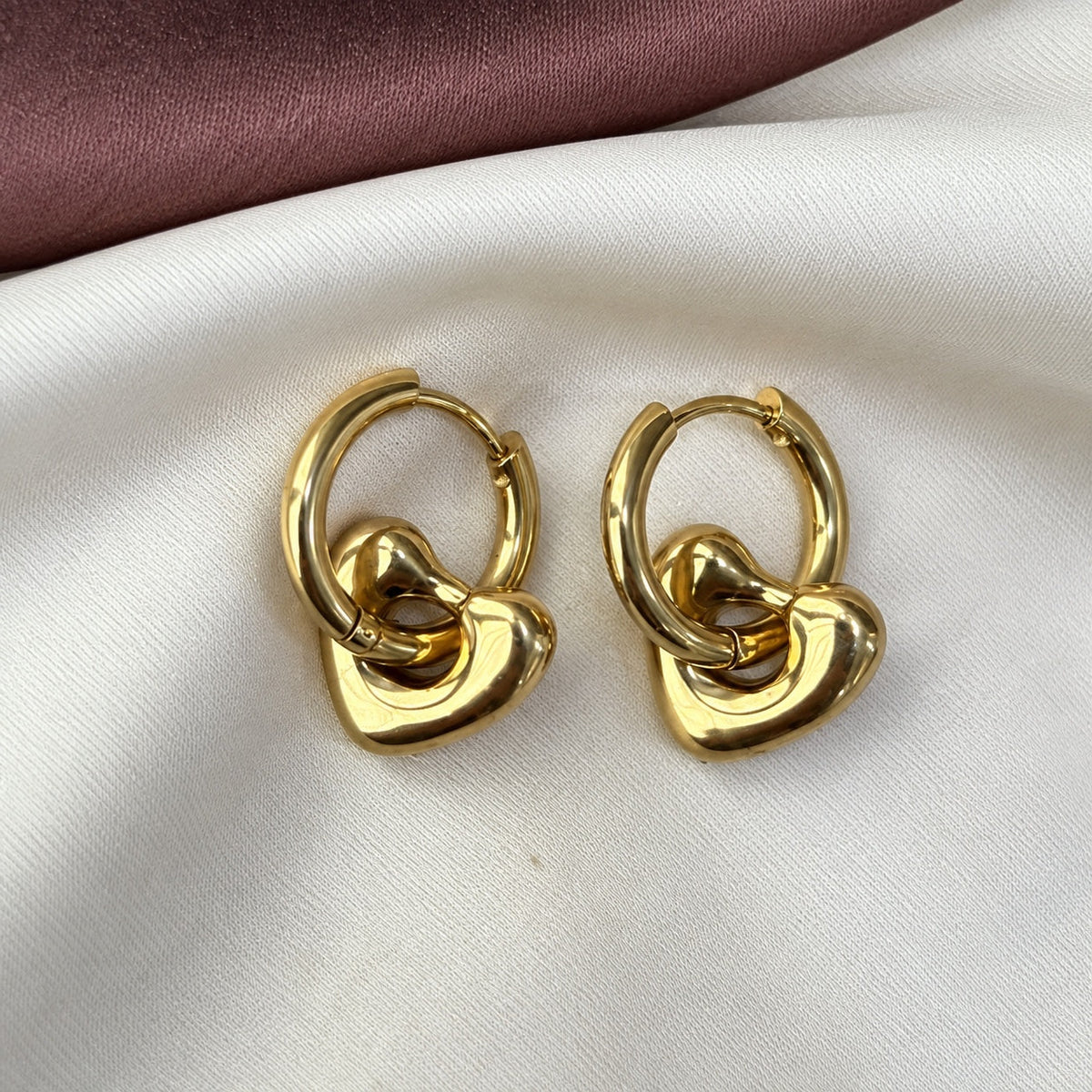 TFC Heart Donut Gold Plated Hoop Earrings