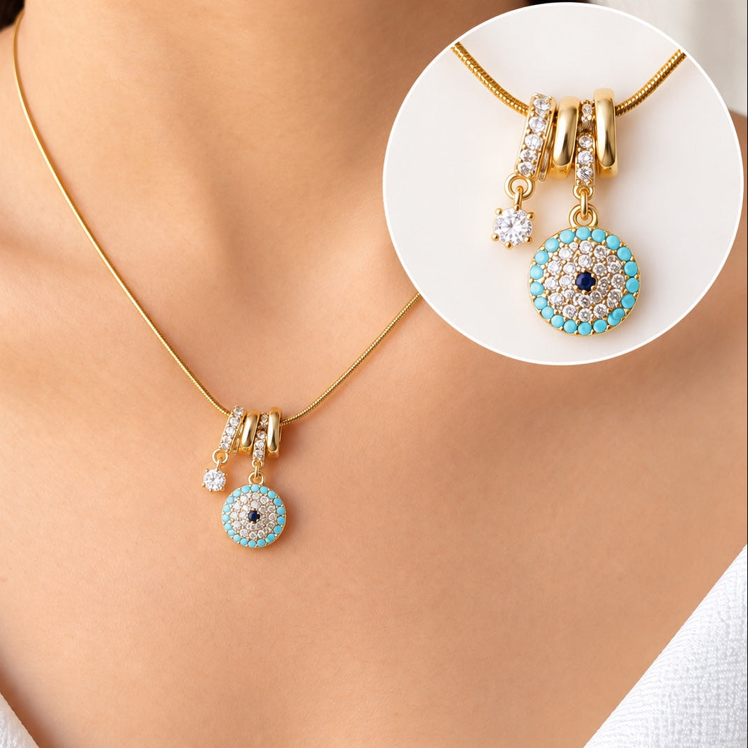 TFC Evil Eye Bunch Gold Plated Pendant Necklace