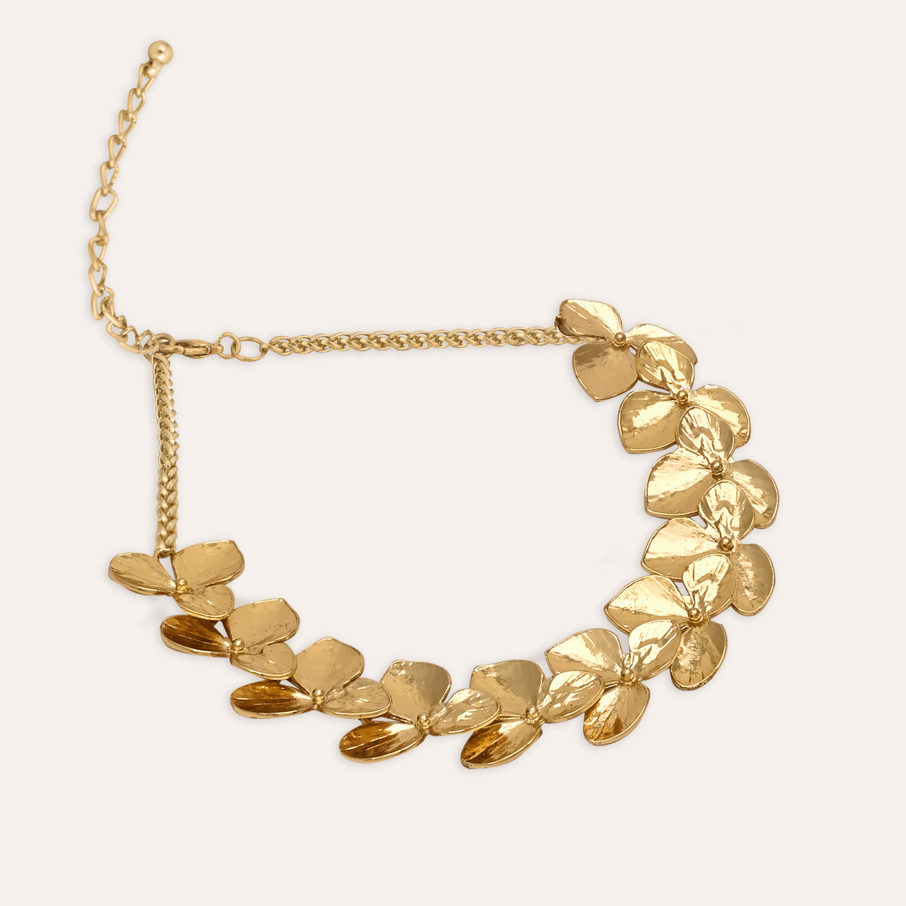 TFC Pretty Petal Gold Plated Necklace-Enhance your elegance with our collection of gold-plated necklaces for women. Choose from stunning pendant necklaces, chic choker necklaces, and trendy layered necklaces. Our sleek and dainty designs are both affordable and anti-tarnish, ensuring lasting beauty. Enjoy the cheapest fashion jewellery, lightweight and stylish- only at The Fun Company