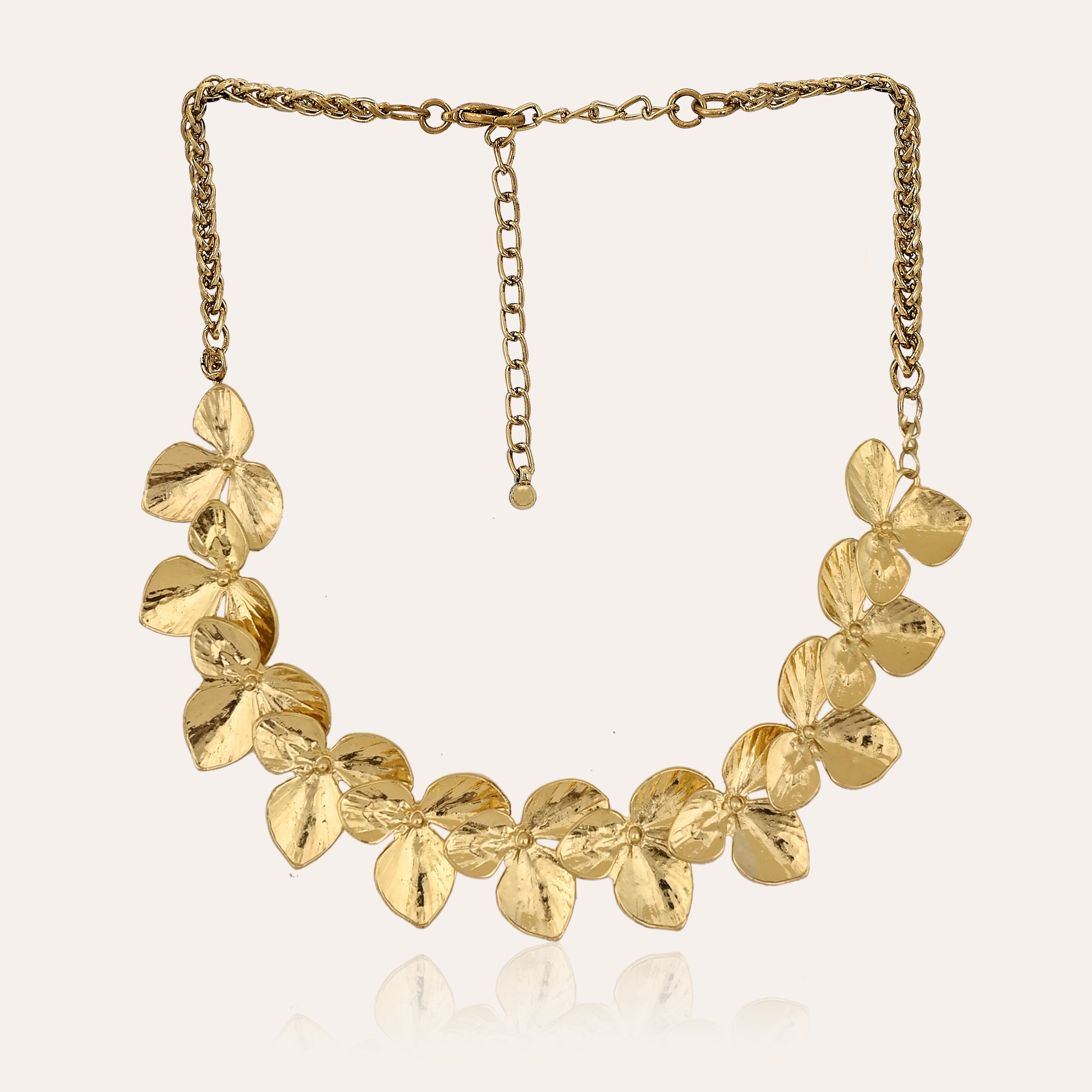 TFC Pretty Petal Gold Plated Necklace-Enhance your elegance with our collection of gold-plated necklaces for women. Choose from stunning pendant necklaces, chic choker necklaces, and trendy layered necklaces. Our sleek and dainty designs are both affordable and anti-tarnish, ensuring lasting beauty. Enjoy the cheapest fashion jewellery, lightweight and stylish- only at The Fun Company