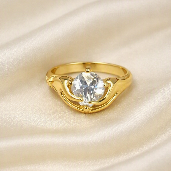TFC Safe Stone Gold Plated Adjustable Ring