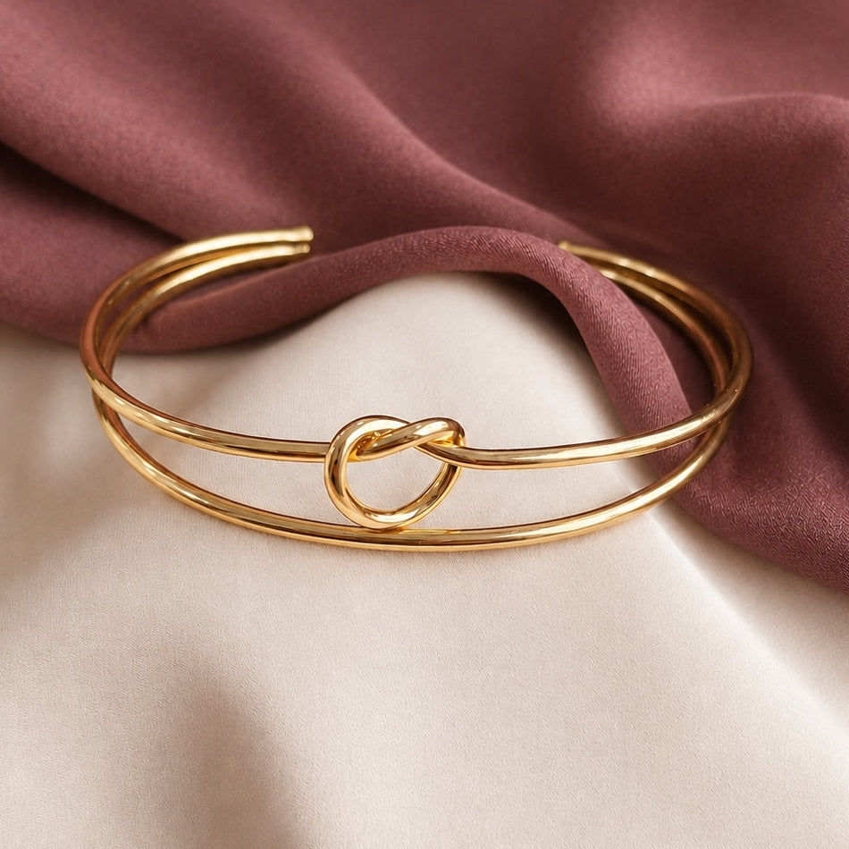 TFC Adjustable Knot Line Gold Plated Bracelet Cuff