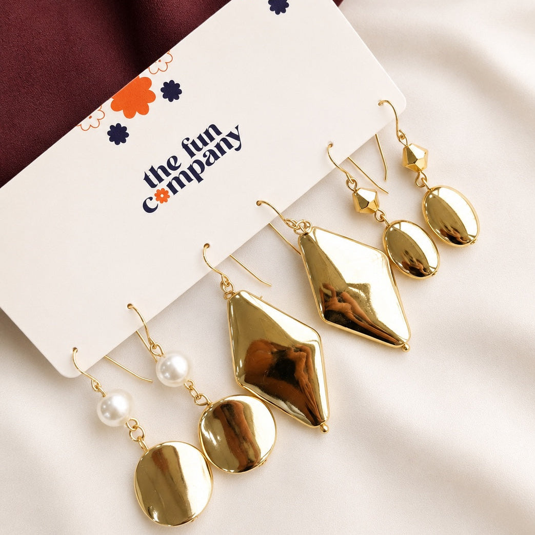 TFC Adjustable Glam Gold Plated Earrings Combo Set