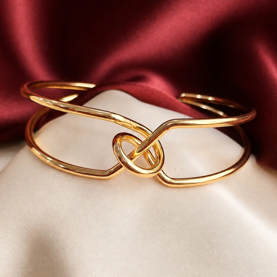 TFC Adjustable Metal Twist Gold Plated Bracelet Cuff