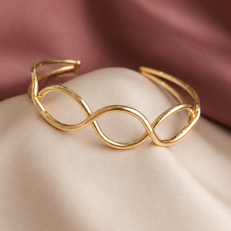 TFC Adjustable Twister Gold Plated Bracelet Cuff
