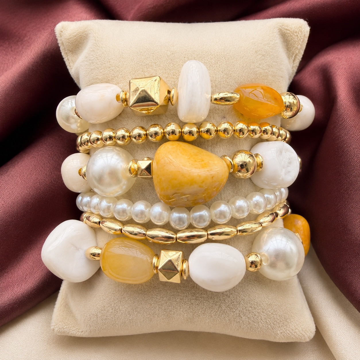TFC Adjustable Mustard Gold Plated Bracelet (set of 6)